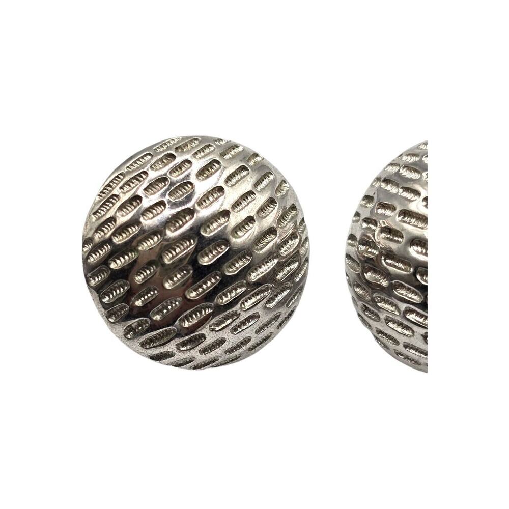 Clip-On Signed Crown Trifari Earrings Dome Shaped Needle Point Design Rare Find - Picture 2 of 5